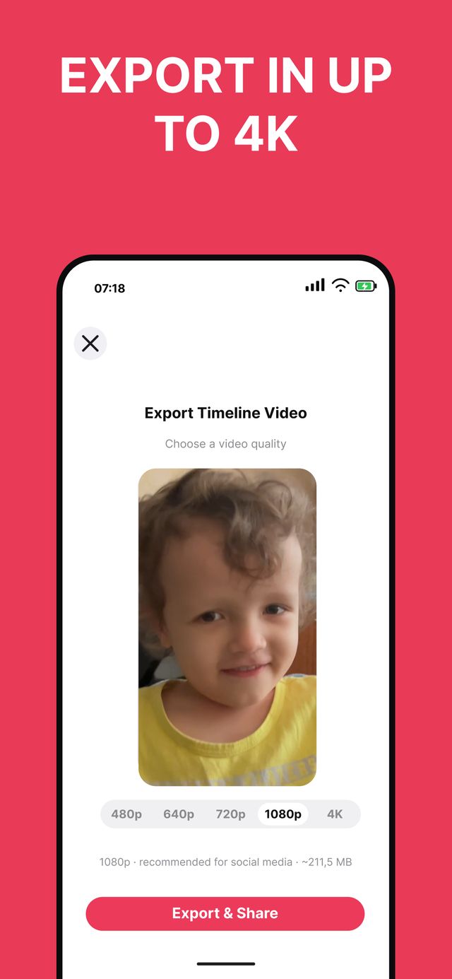 Export timeline video in up to 4K quality