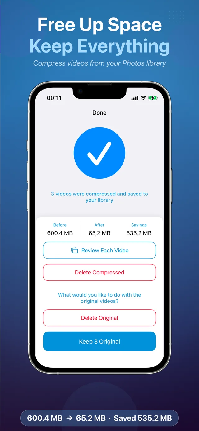 Batch compressing multiple videos at once on iPhone